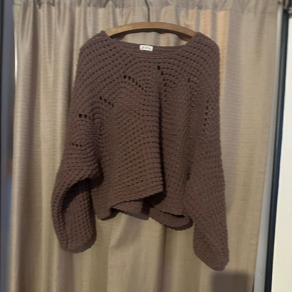 POL Answer All My Questions Brown Knit Crew Neck Sweater